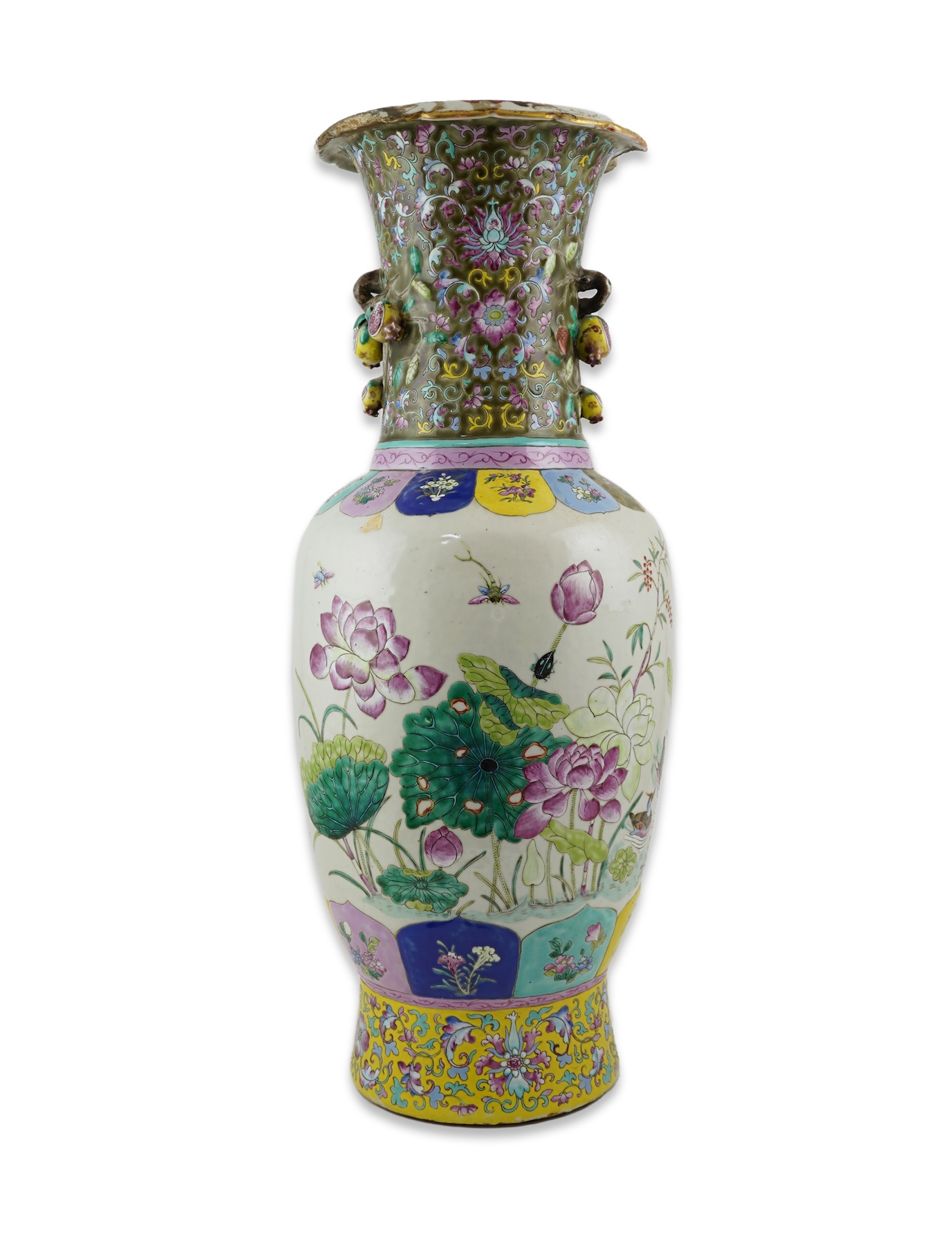 A large Chinese famille rose two-handled vase, mid 19th century